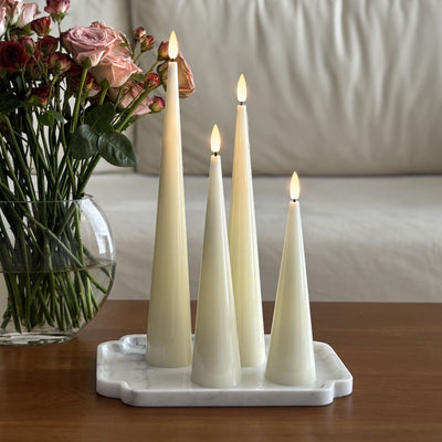 Ivory Cone Candles – Set of 4