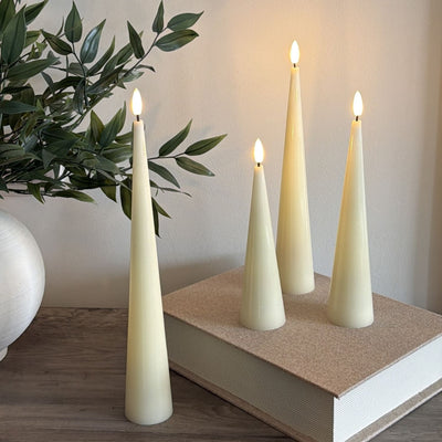 Ivory Cone Candles – Set of 4