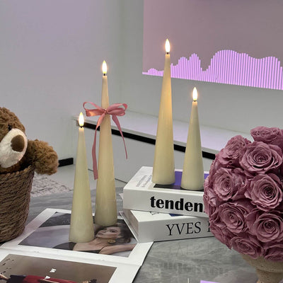 Ivory Cone Candles – Set of 4