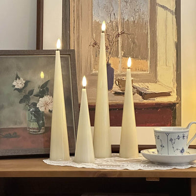 Ivory Cone Candles – Set of 4