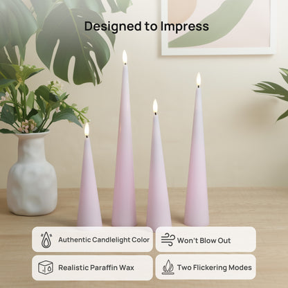 Shiny Cone Candles, Set of 4