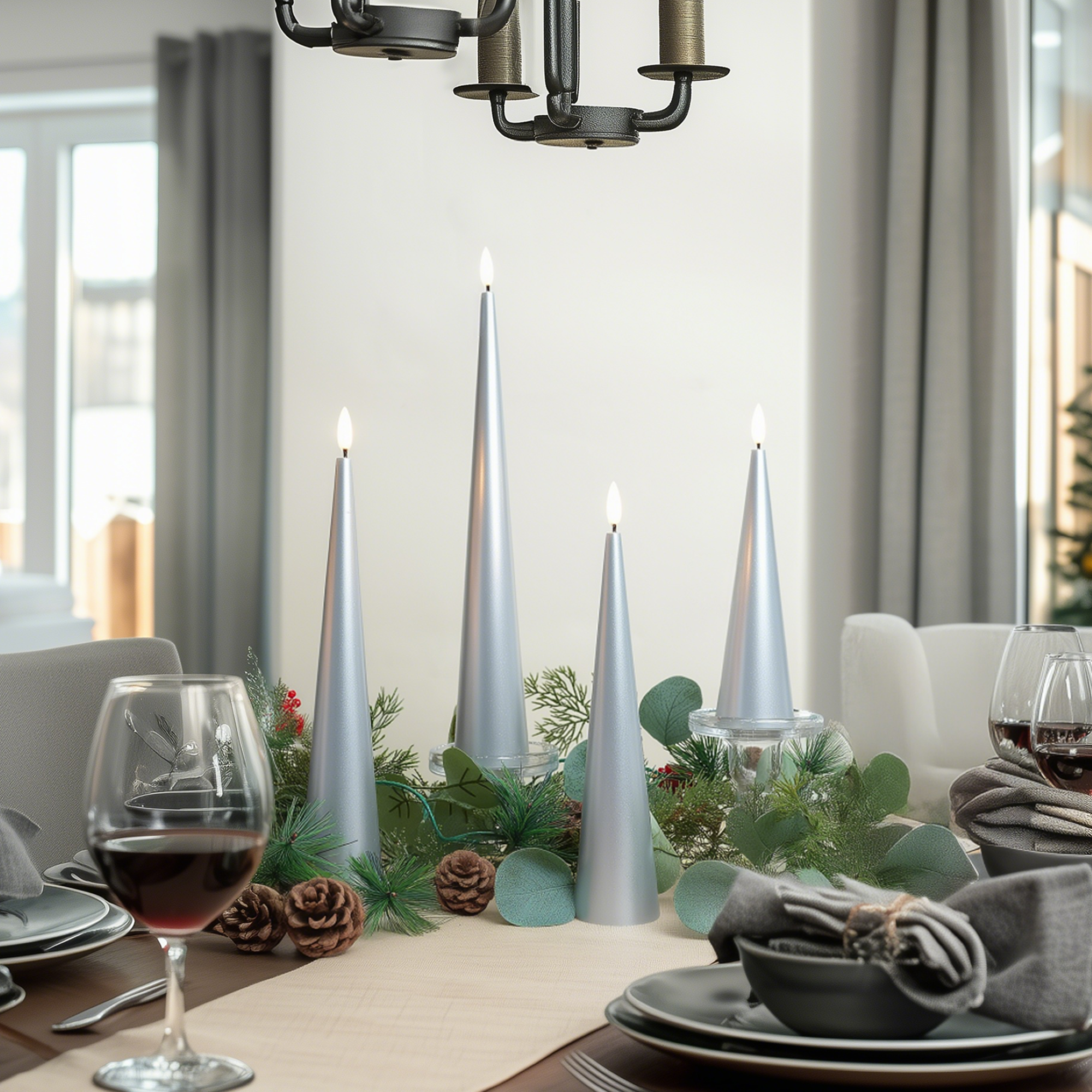 Shiny Cone Candles, Set of 4