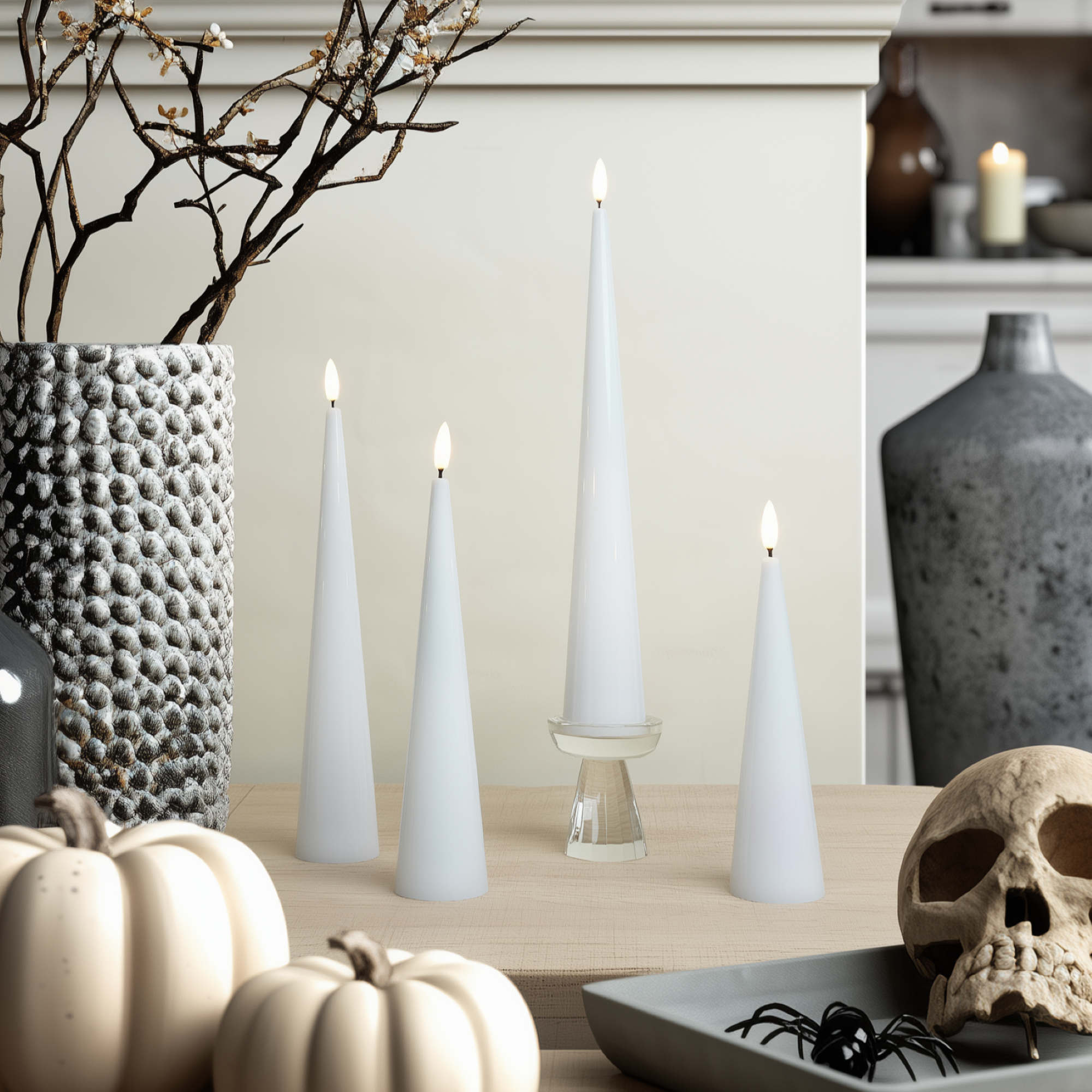 Shiny Cone Candles, Set of 4