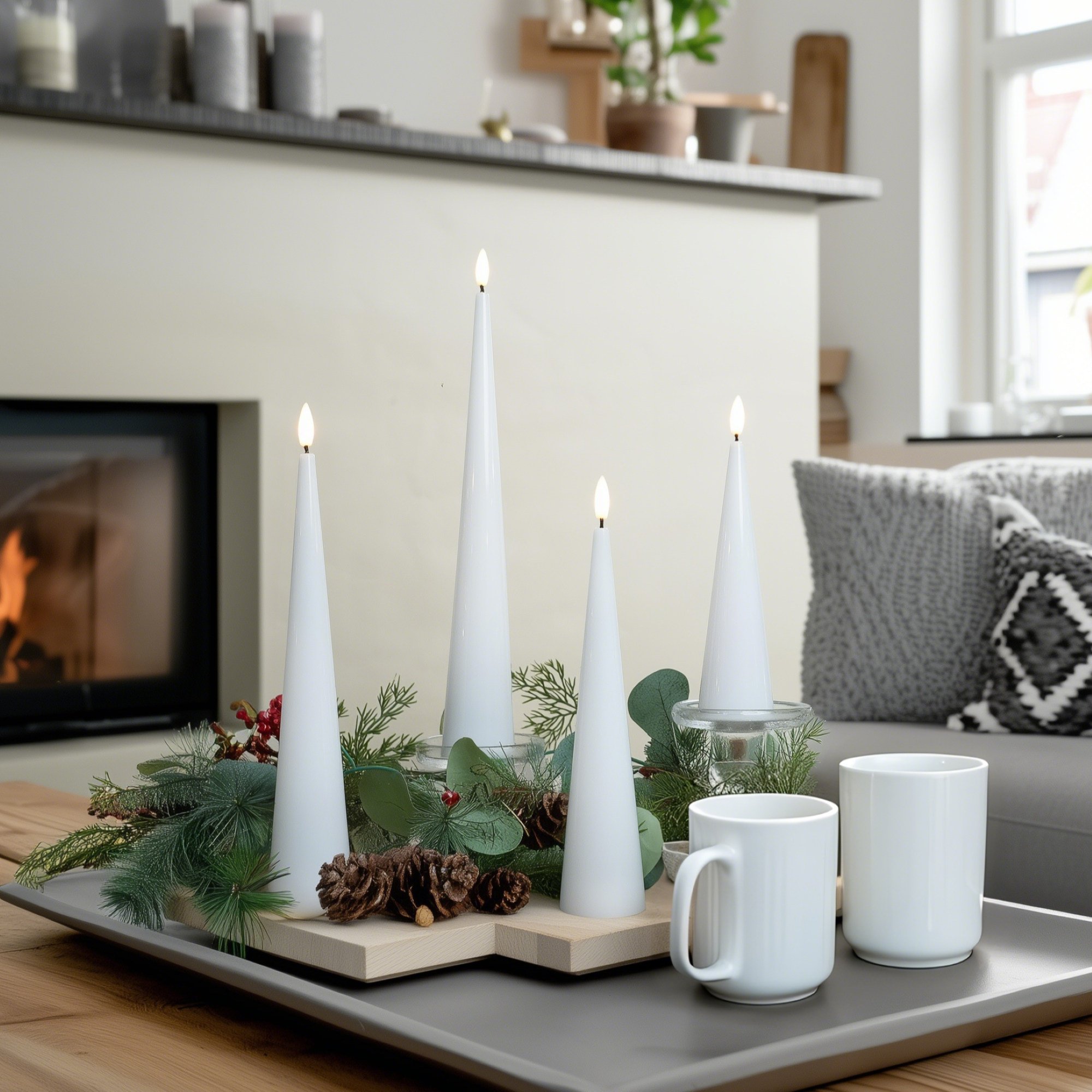 Shiny Cone Candles, Set of 4