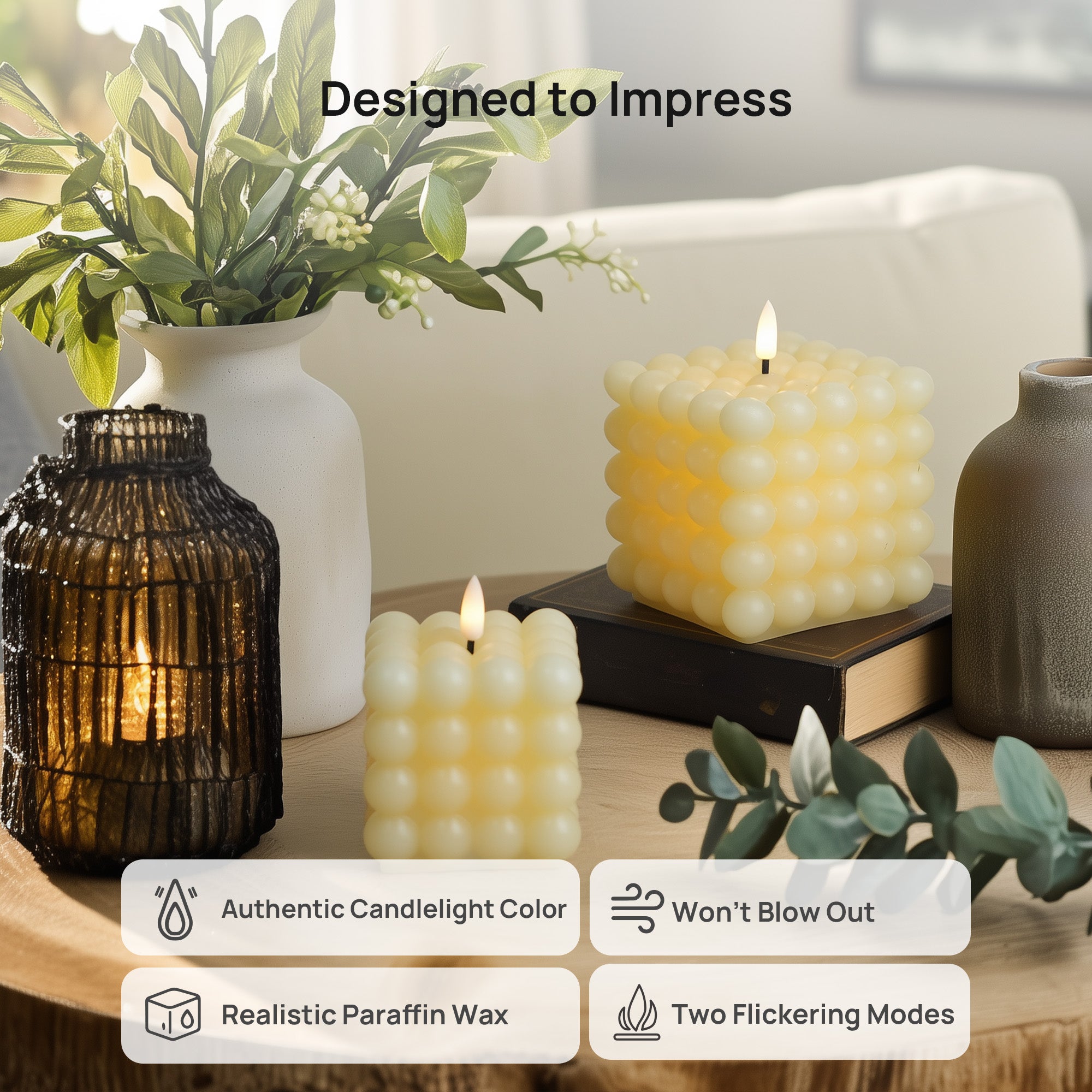 Cube Bubble Candles, Set of 2