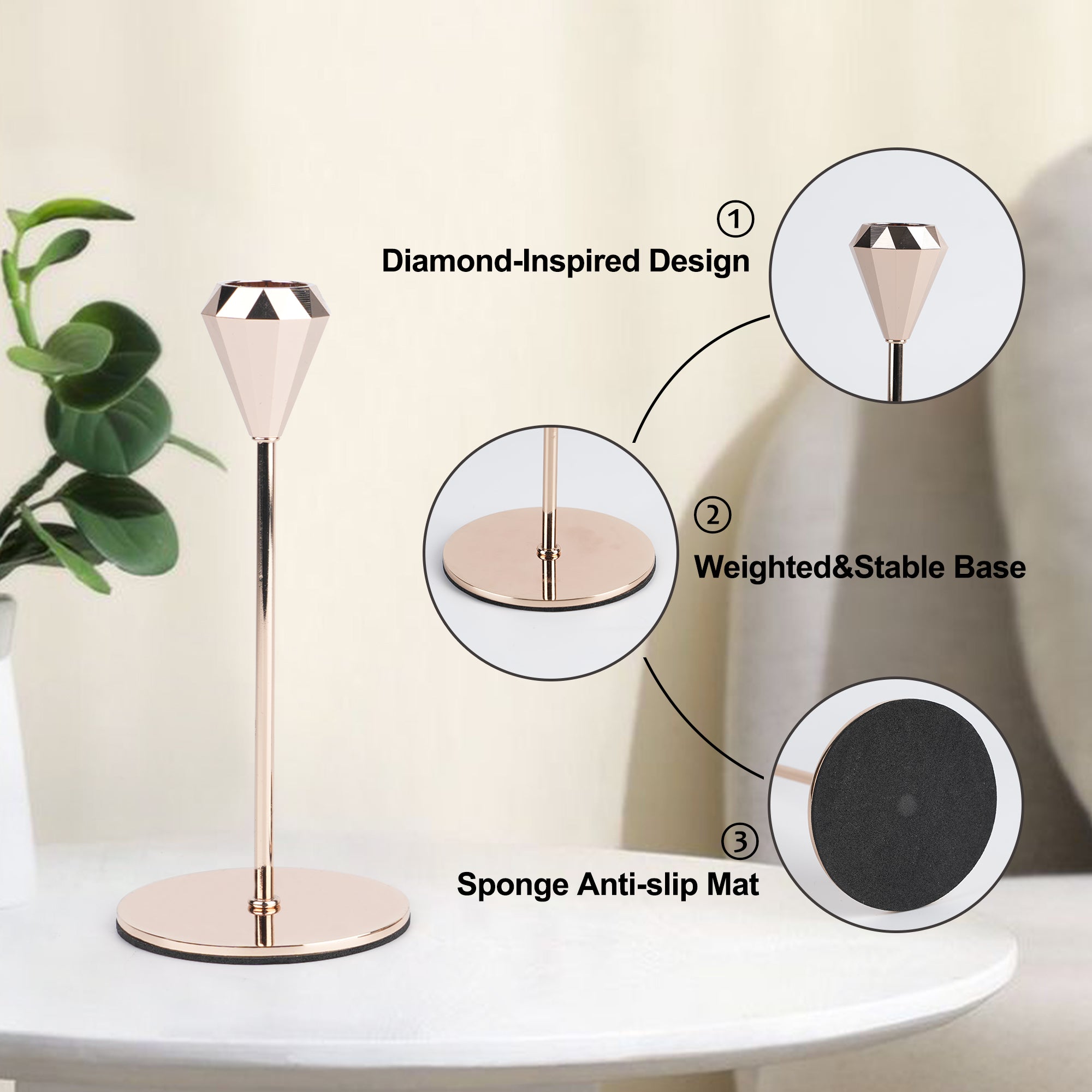 Diamond Pattern Candle Holders, Set of 2