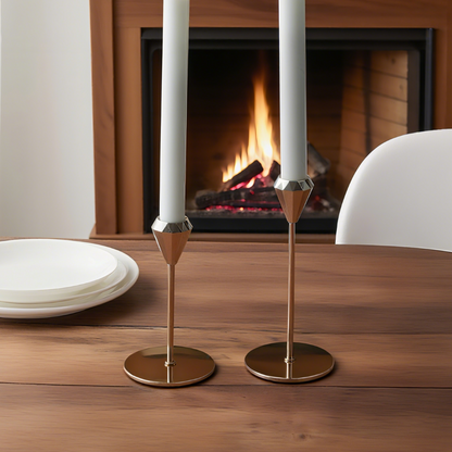 Diamond Pattern Candle Holders, Set of 2