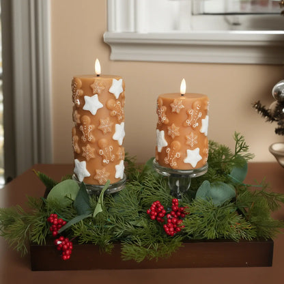 Embossed Gingerbread Candles – Set of 2