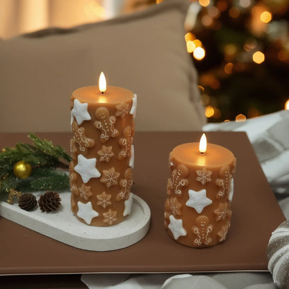 Embossed Gingerbread Candles – Set of 2