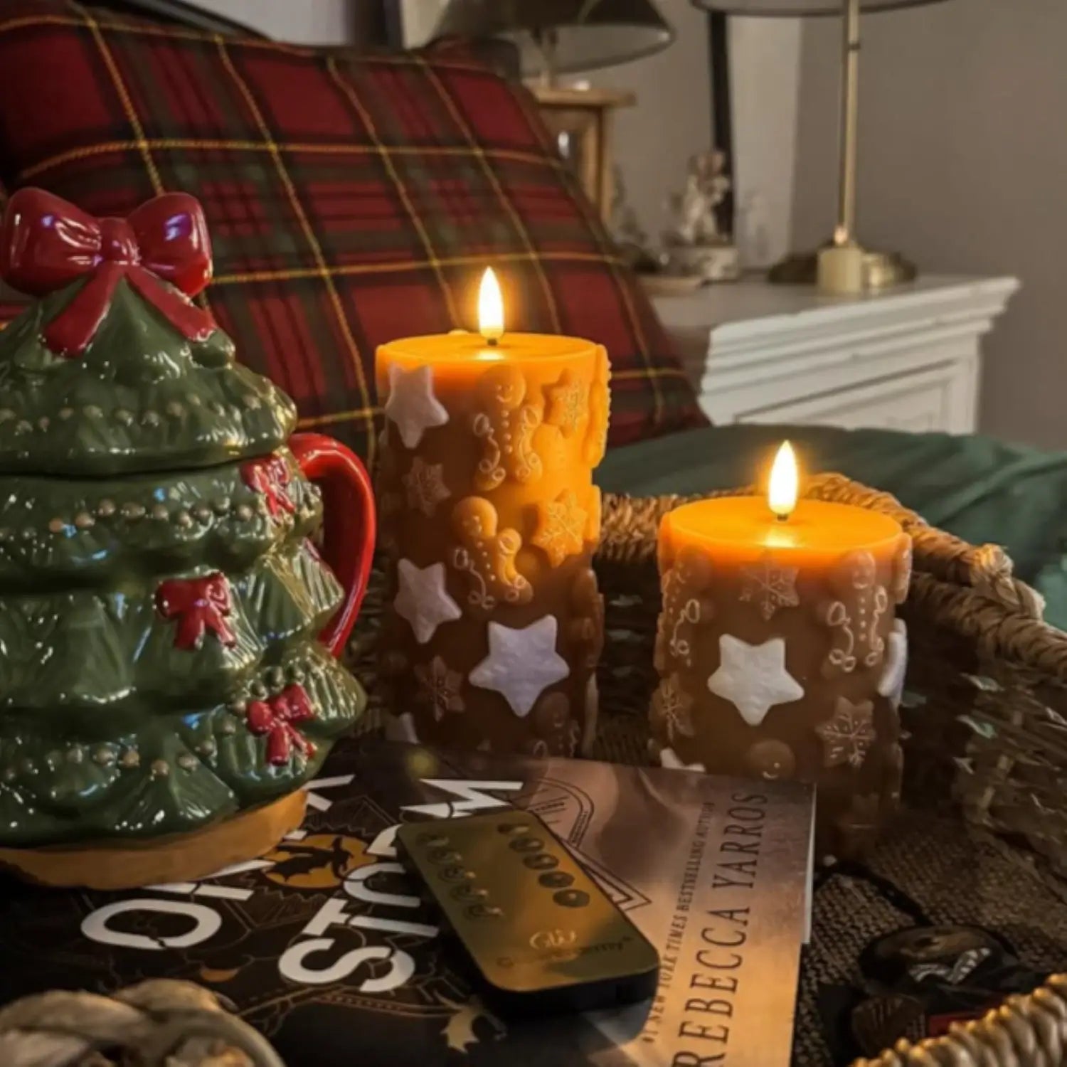 Embossed Gingerbread Candles – Set of 2