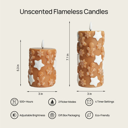 Embossed Gingerbread Candles – Set of 2