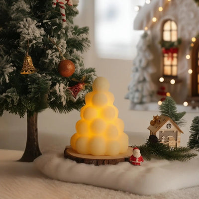 Snowy Snuggle Tree Candle – 4.9" Width
