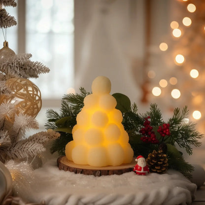 Snowy Snuggle Tree Candle – 4.9" Width