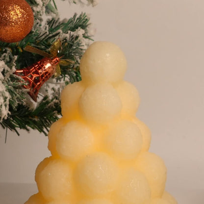 Snowy Snuggle Tree Candle – 4.9" Width