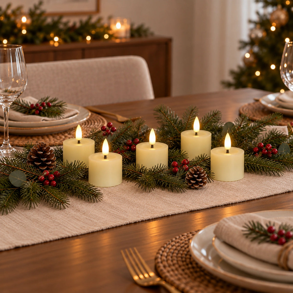 Flat Flameless Votive Candles – Set of 8