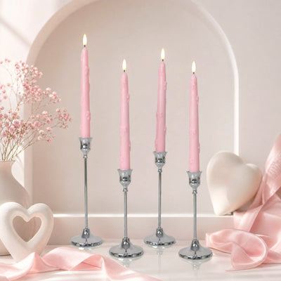 Pink Bow Flameless Taper Candles 9.8"