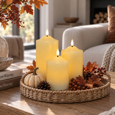 Dome Flameless Pillar Candles – Set of 3