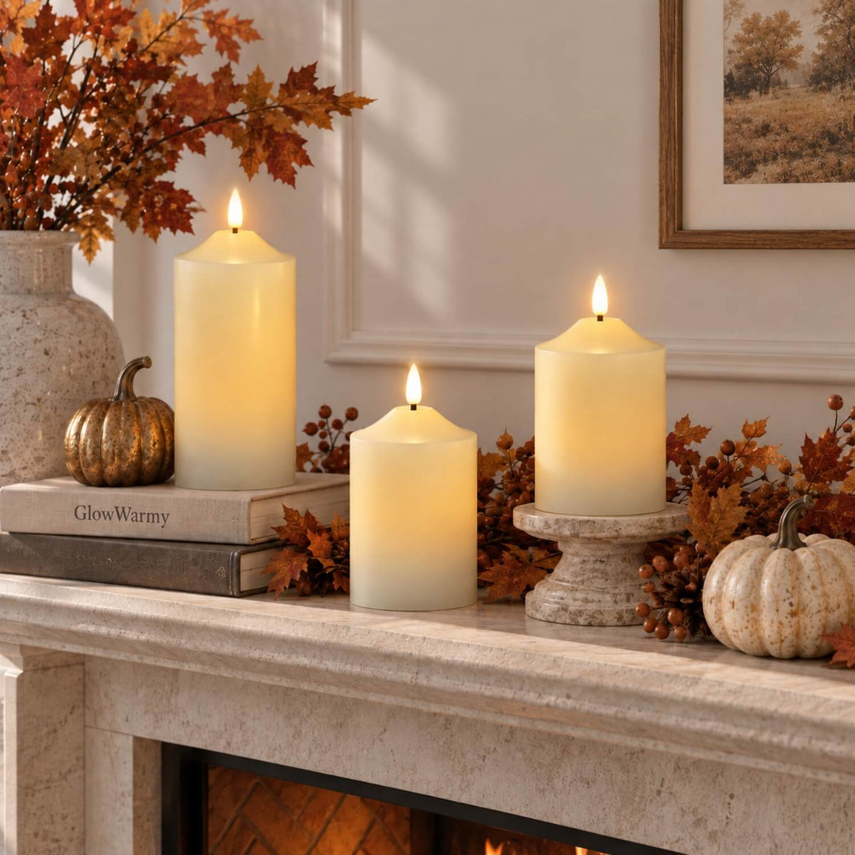 Dome Flameless Pillar Candles – Set of 3