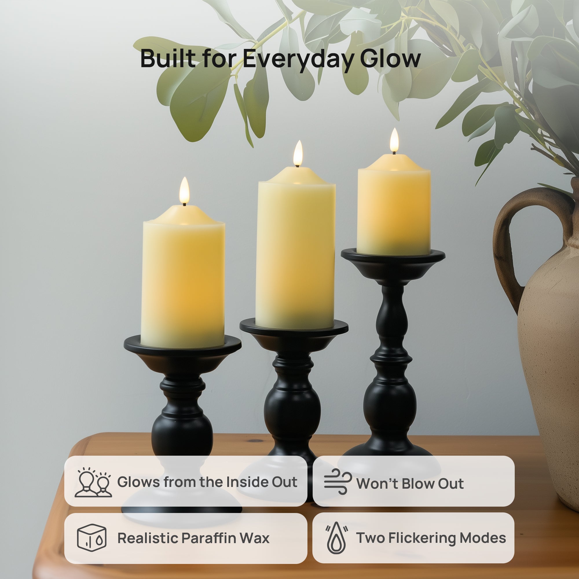 Dome Pillar Candles, Set of 3