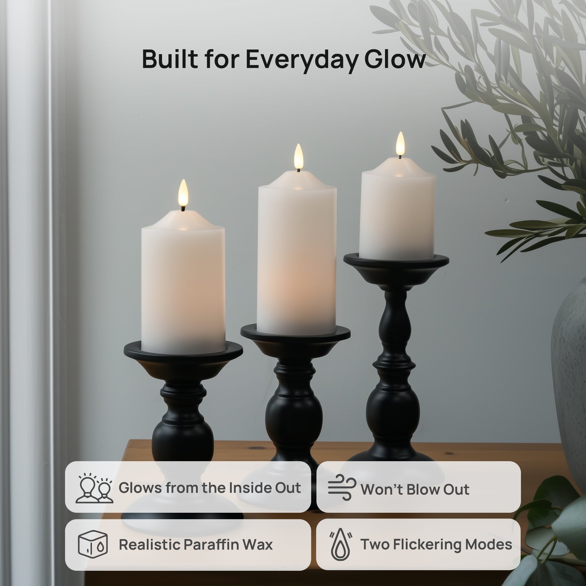 Dome Pillar Candles, Set of 3