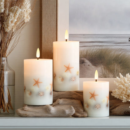 Embedded Shell Candle, Set of 3