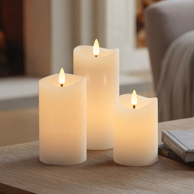 Ivory Wave Pillar Candles – Set of 3