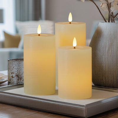 Flat Pillar Candles – Set of 3