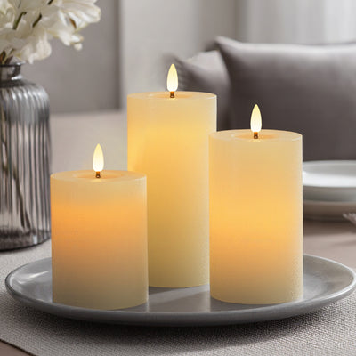 Flat Pillar Candles – Set of 3