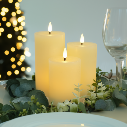 Flat Pillar Candles, Set of 3