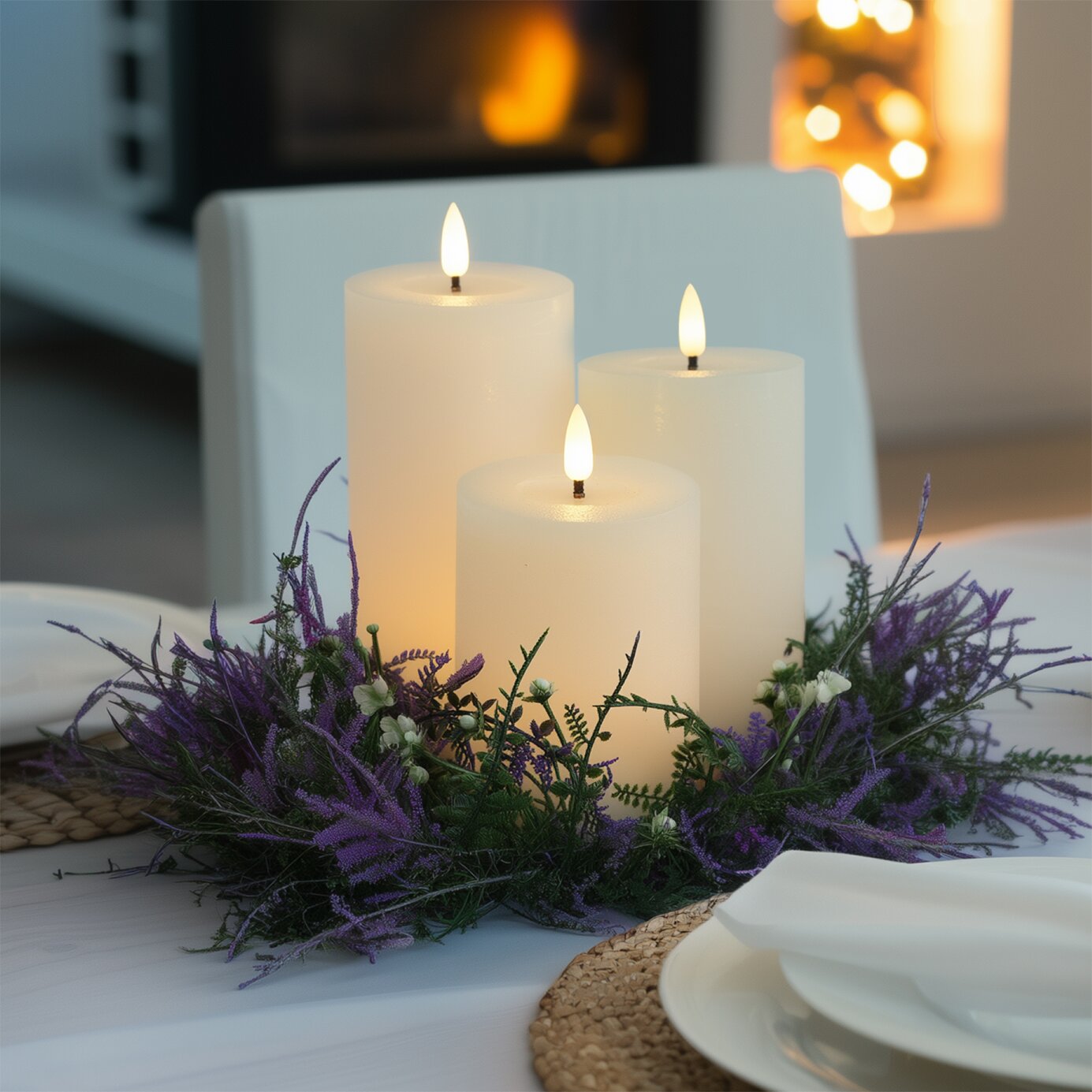 Flat Pillar Candles, Set of 3
