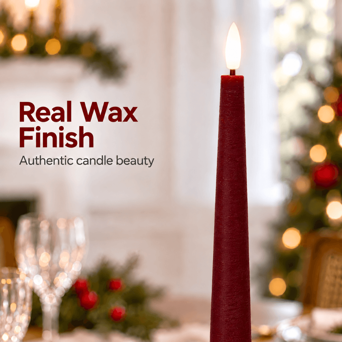 Burgundy Classic Flameless Taper Candles
