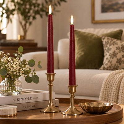 Burgundy Classic Flameless Taper Candles