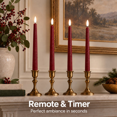 Burgundy Classic Flameless Taper Candles