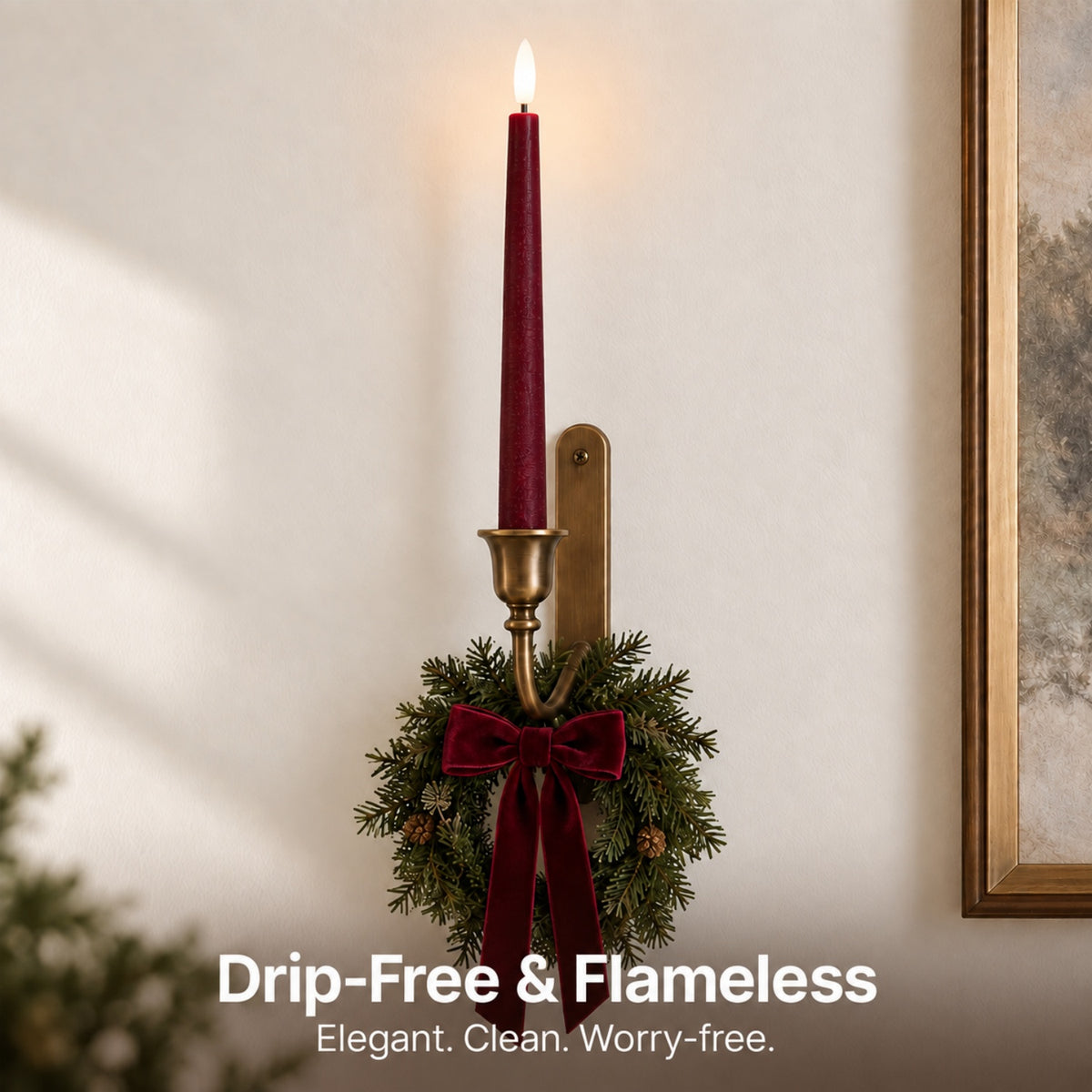 Burgundy Classic Flameless Taper Candles