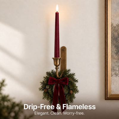 Burgundy Classic Flameless Taper Candles