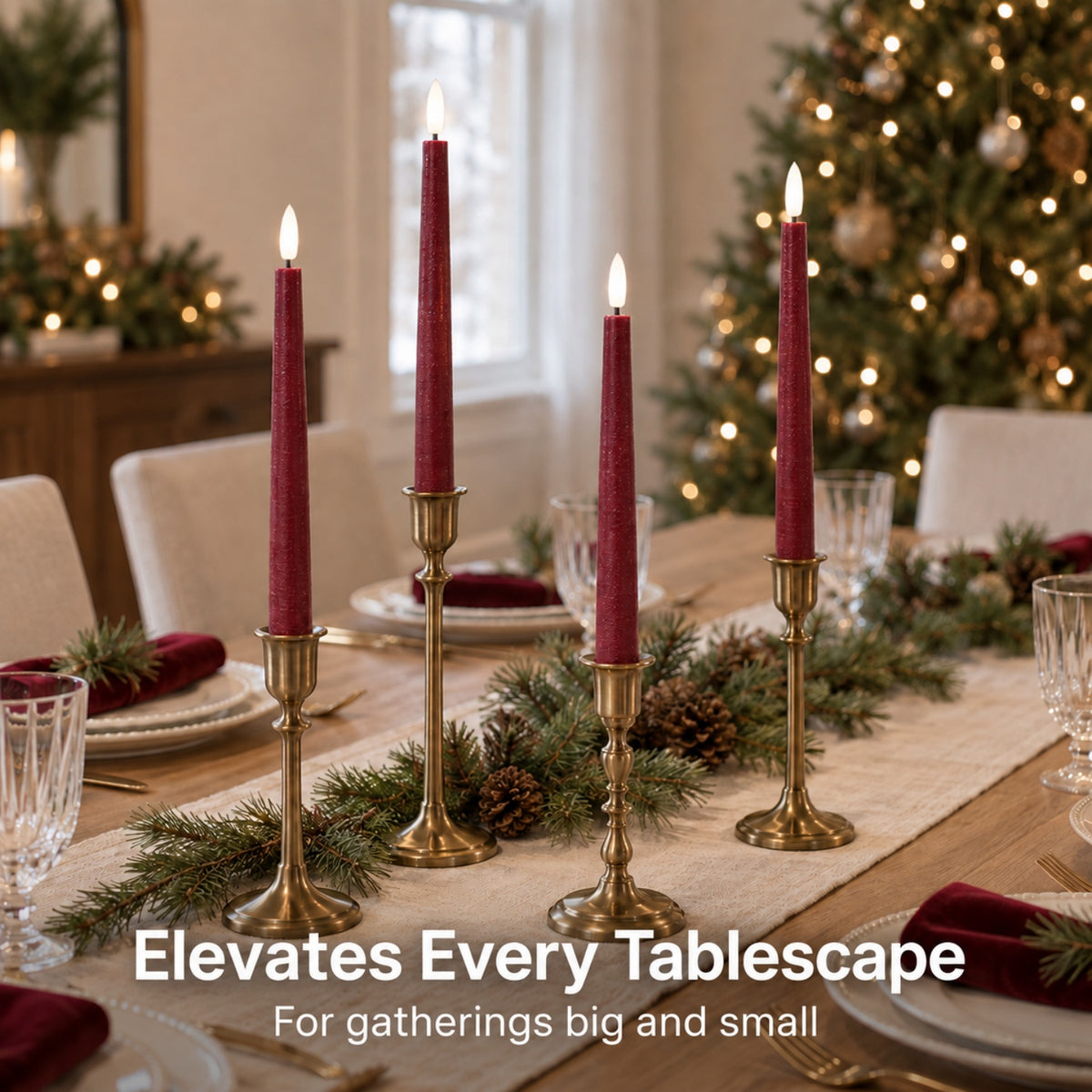 Burgundy Classic Flameless Taper Candles