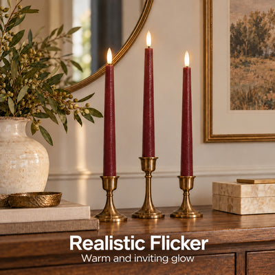 Burgundy Classic Flameless Taper Candles