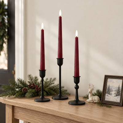 Burgundy Classic Flameless Taper Candles
