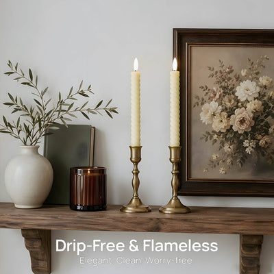 Twisted Flameless Taper Candles 9.8"
