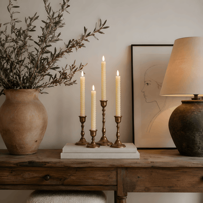 Twisted Flameless Taper Candles 9.8"