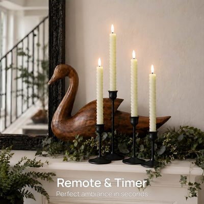 Twisted Flameless Taper Candles 9.8"