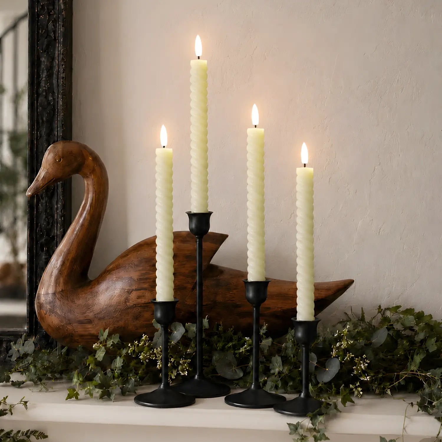 Twisted Flameless Taper Candles 9.8"