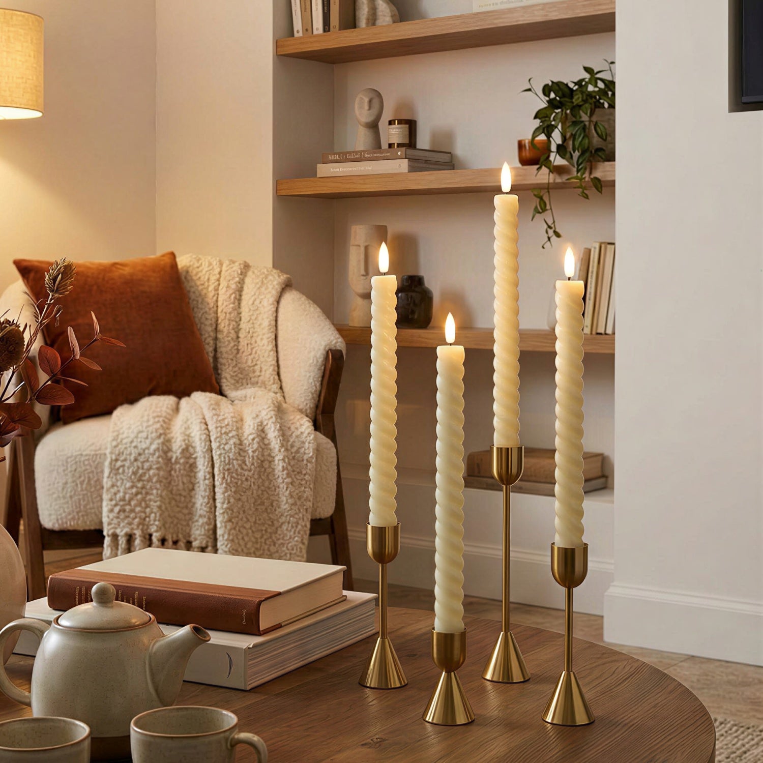 Twisted Flameless Taper Candles 9.8"