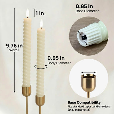 Twisted Flameless Taper Candles 9.8"