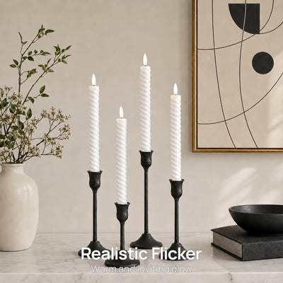 Twisted Flameless Taper Candles 9.8"