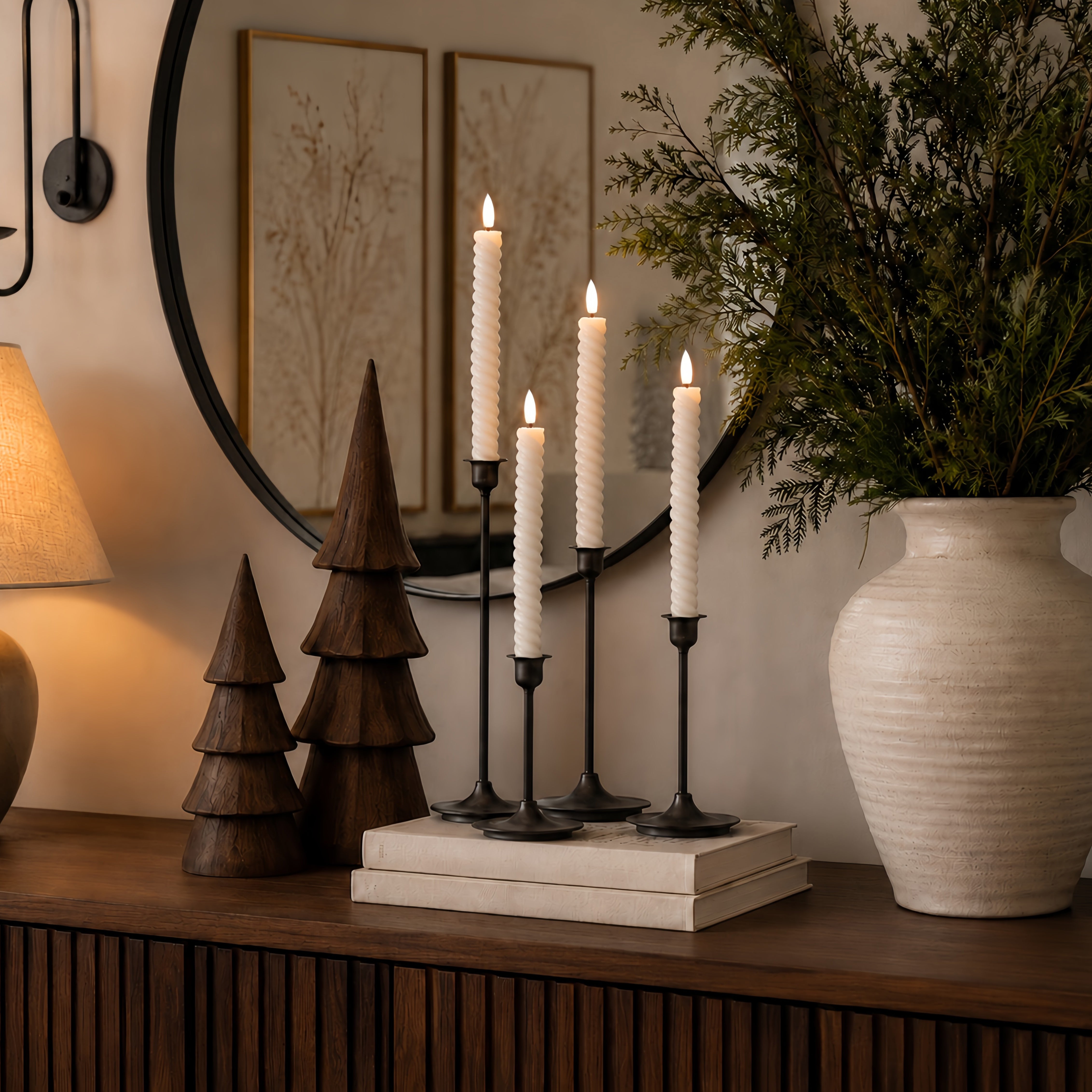 Twisted Flameless Taper Candles 9.8"