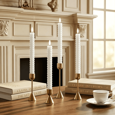 Twisted Flameless Taper Candles 9.8"