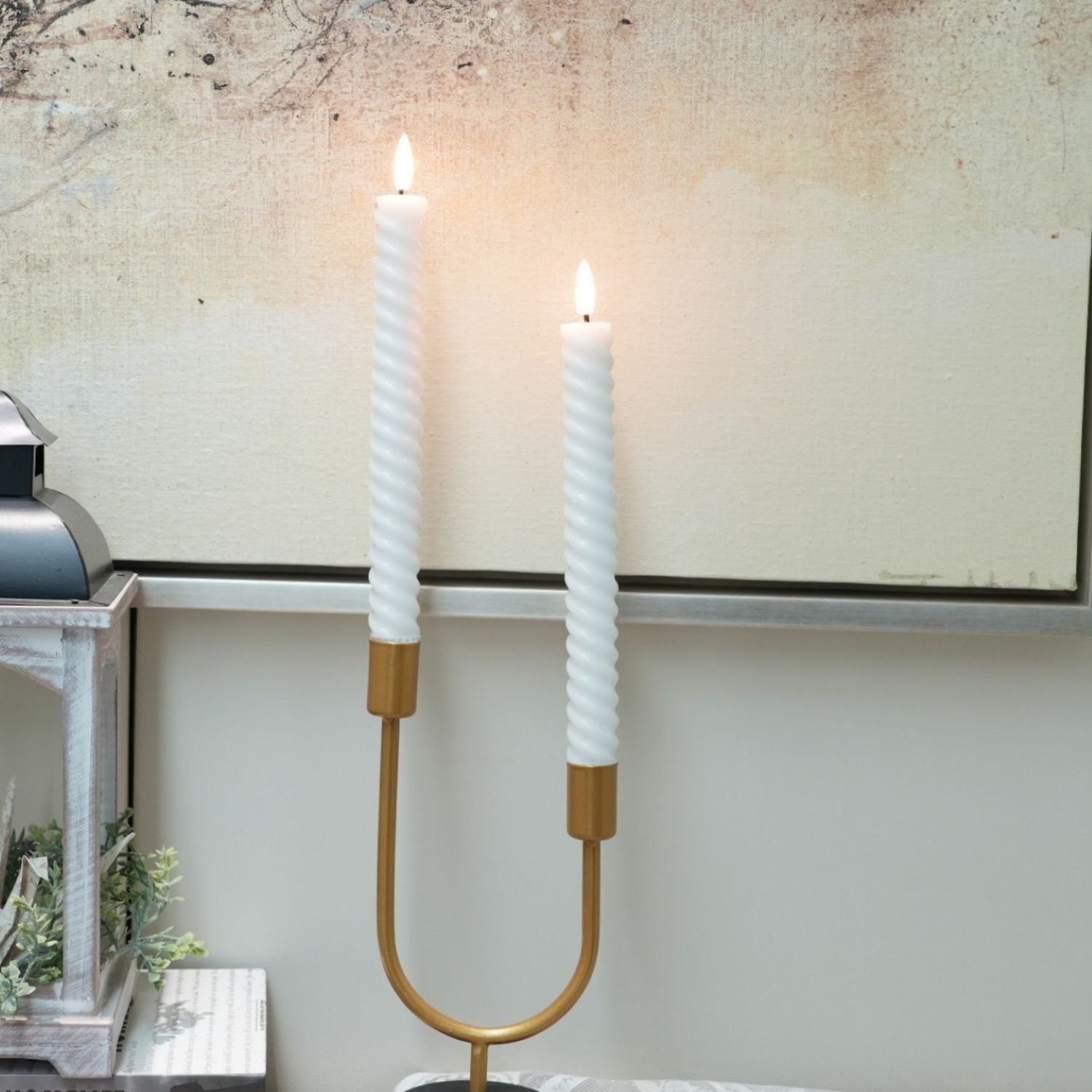 Twisted Flameless Taper Candles 9.8"