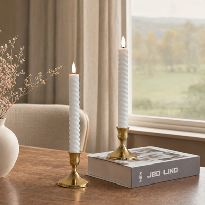 Twisted Flameless Taper Candles 9.8"