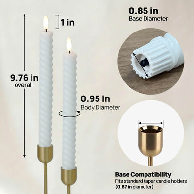 Twisted Flameless Taper Candles 9.8"